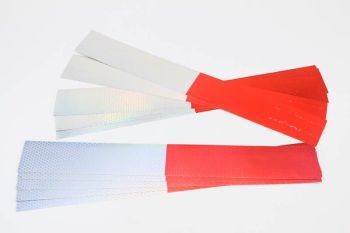 Kleebis reflektor 400mm x 50mm - punane / hõbe