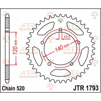SPROCKET REAR 42T 520