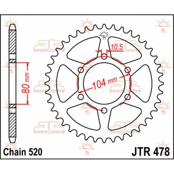 SPROCKET REAR 43T 520