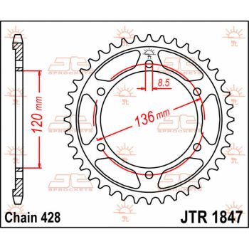 SPROCKET REAR 55T 428