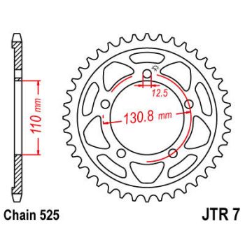 SPROCKET REAR 45T 525 BLK