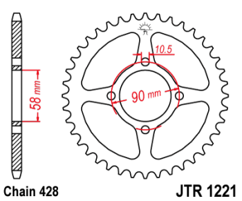 SPROCKET REAR 45T 428