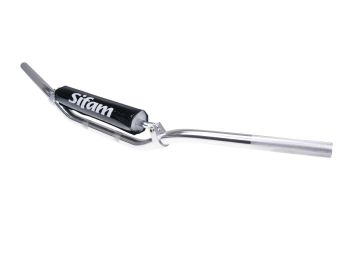 MX handlebar with cross brace and pad anodized aluminum silver - 22mm