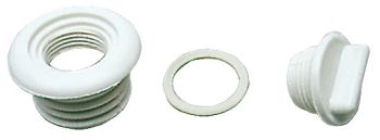 white nylon water drain plug