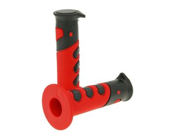 handlebar rubber grip set - red, black