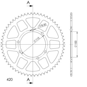 Supersprox Rear Sprocket, Red, 60 teeth (420), Ø100mm, Fantic 50cc 07-19