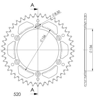 Supersprox Alu Rear sprocket Husqv. Red 45