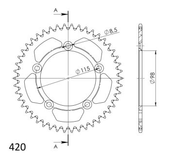Supersprox Alu Rear sprocket KTM 60/65SX 97- Orange 46