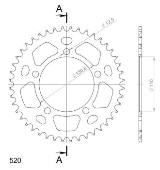 Supersprox Rear Sprocket Alu RAL-7_520:44 Black