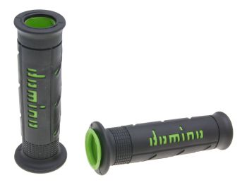 handlebar grip set Domino A250 on-road black / green open end grips