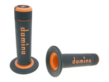handlebar grip set Domino A020 off-road half waffle black / orange
