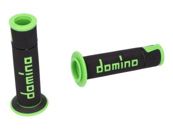 handlebar grip set Domino A450 on-road racing black / green open end grips