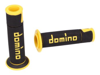 handlebar grip set Domino A450 on-road racing black / yellow open end grips