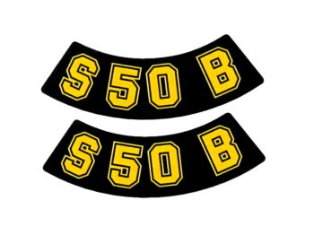 logo foil / sticker S50 B black-yellow 2 pieces for Simson S50