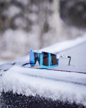 AMOQ Comet Sunglasses White Splash - Blue Mirror