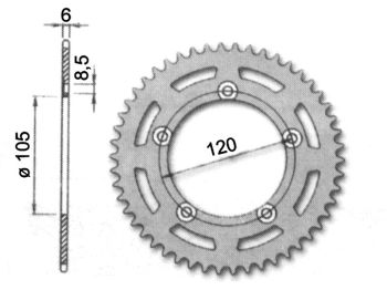 Forte Rear sprocket, 51 teeth, Aprilia RX50 98-05