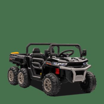 TRACTEUR ENFANT 6X6 AVEC BENNE BASCULANTE ÉLECTRIQUE NOIR