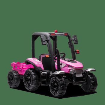 TRACTEUR ENFANT ÉLECTRIQUE AGRICOLE XL AVEC REMORQUE ROSE