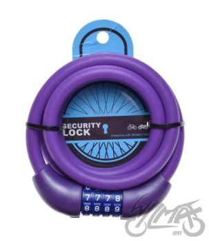 Jalgratta lukk sili cipher koodiga, tross 12mm, pikkud 1500mm,lilla