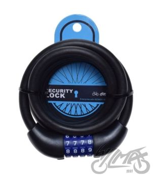 Jalgratta lukk sili cipher koodiga, tross 12mm, pikkud 1500mm,must