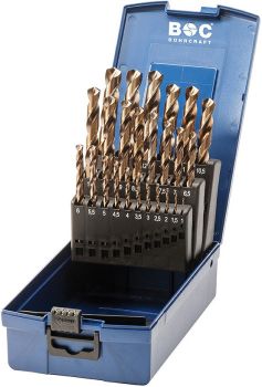 HSS-E DIN 338 COBALT TYPE N IN ABS-BOX 25-PCS. 1.0 - 13.0 X 0.5 MM INC. / KE13 BOHRCRAFT