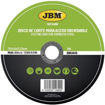 MONOKRISTALL ALUMIINIUMOKSIID LÕIKEKETAS ROOSTEVABA/INOX TERASELE 115X1.6MM JBM