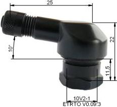 TL-MET.VENTIIL. MOTO. 25MLS. MUST. 80-KRAADI NURGAGA. L=22.5+24MM. AVA=11.3MM