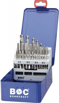HAND TAPS DIN 352 HSS-G IN METALLKASSETTE 28-PCS. M 3 - M 12 3-PCS.+CORE DRILLS/ GK12 BOHRCRAFT
