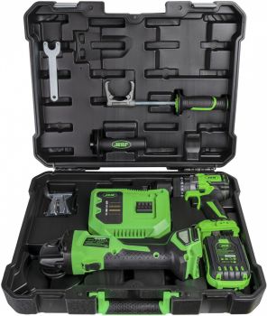 20V AKULÖÖKTRELL/KRUVIKEERAJA + 125MM AKU NURKLIHVIJA KOMPLEKT. HARJAVABAD.+4.0AH AKU+LAADIJA JBM*