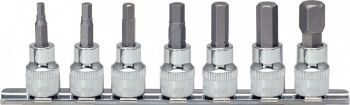 CHROME+ HEX BIT SOCKET SET. 7PCS. 3/8"
