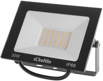 230V SMD LED PROZEKTOR 30W 4500K 140X100MM NEUTRAALNE VALGUS. MUST IP66 KELTIN