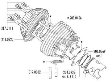 cylinder kit Polini aluminum racing Evolution 130cc 57mm for Vespa 125 ETS, PK, Primavera 2T, Primavera ET3 2T, XL