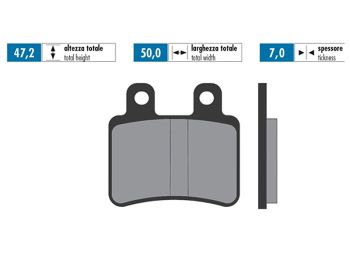 brake pads Polini organic for Italjet Jet Set, Peugeot Elystar, Yamaha DT