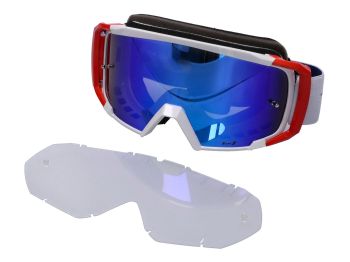 MX goggle LUC1 Team white / red - iridium blue