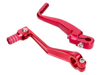 gear shift and kickstart lever foldable, anodized aluminum, red for Simson S50, S51, S53, S70, S83