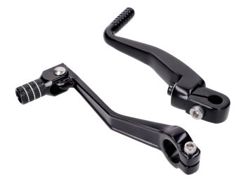 gear shift and kickstart lever foldable, anodized aluminum, black for Simson S50, S51, S53, S70, S83