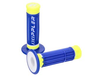 handlebar rubber grip set Doppler Grip 3D blue / white / neon yellow