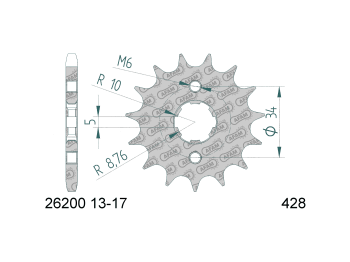 front sprocket AFAM 15 teeth 428 for Kymco Hipster, Meteorit, Stryker, Quannon