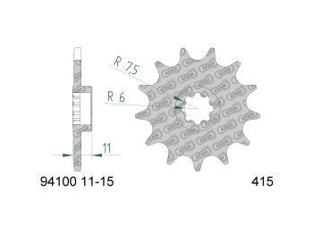 front sprocket AFAM 13 teeth 415 for Aprilia AF1, Classic, Europa, RS50, RX3 5-speed