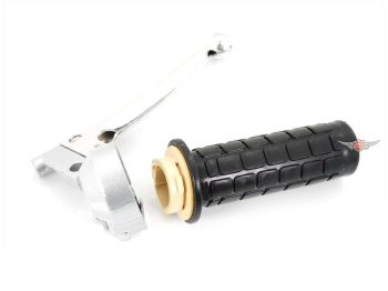 Throttle grip complete silver 22mm 100mm for Hercules Prima M, Optima, Kreidler Florett, Flory MF, MP, Puch Maxi X, Monza, Zündapp Bergsteiger ZD, CS, CX, Hai, GTS, KS, C, KTM, DKW, Rixe
