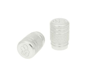 valve cap set Peace anodized aluminum - silver - universal