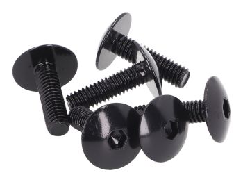 fairing screws hex socket head - anodized aluminum black - set of 6 pcs - M6x20