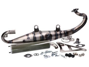exhaust Yasuni Carrera 10 carbon look yellow for Peugeot horizontal, Kissbee 50, Ludix, Pure, Streetzone 50, Speedfight 4