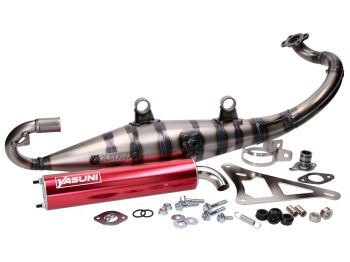 exhaust Yasuni Carrera 10 red for Peugeot horizontal, Kissbee 50, Ludix, Pure, Streetzone 50, Speedfight 4