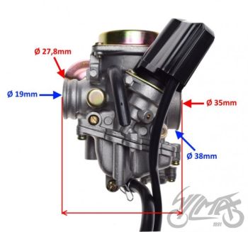 Karburator 19mm/35mm (metallist kaas) GY6 50cc 139QMB/QMA