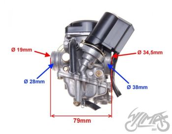 Karburator 50-72cc, peadüüs 72 - GY6 139QMB/QMA