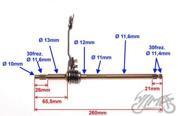 Käiguvahetus hoob, pool automaat - horis. 50-125cc