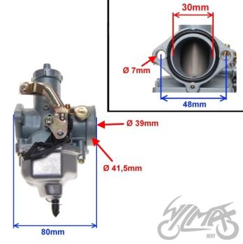 Karburaator 30mm / 42mm, trossiga toores - 200-250cc