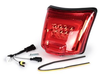 Tail light incl. frame -MOTO NOSTRA, LED ´Boulder´- Vespa GTS (2019-) GTS125 iGet, GTS300 HPE, GTS SUPER 125/300 HPE, GTS SUPERSPORT 125/300, GTS SUPERTECH 125/300 HPE - Glass red/ Frame matt black