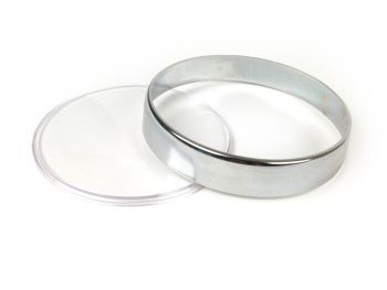Speedo lens set -SCOOTER-CENTER- Vespa Ø=105mm - Vespa PX EFL (1984-), PK XL1, GT 250 i.e. 60 (ZAPM451), GTV 125 (ZAPM313), GTV 250 (ZAPM451), GTV 300 (ZAPM452) - chrome bezel - clear lens